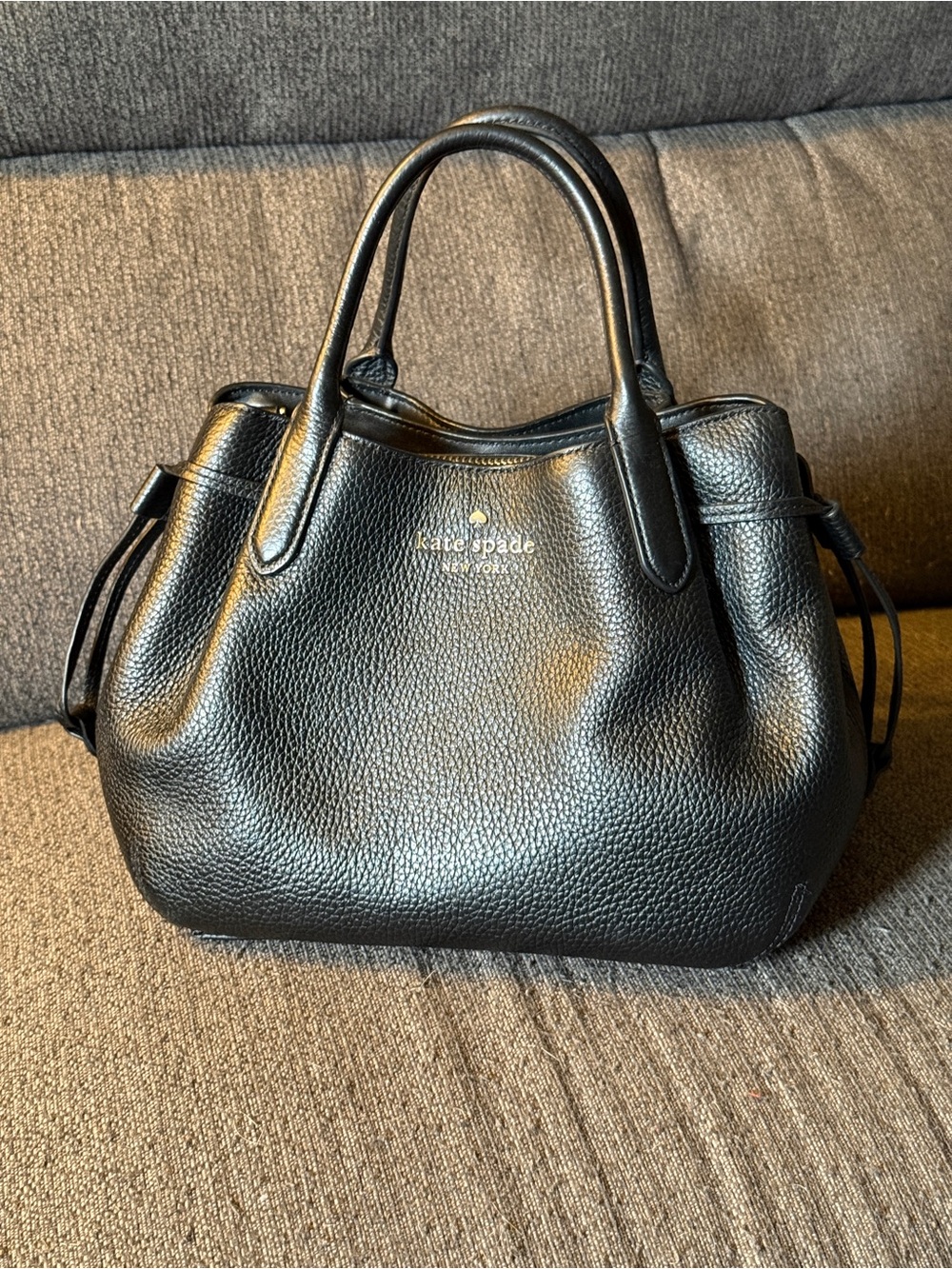 kate spade Black Pebbled Leather Satchel with Top Handles